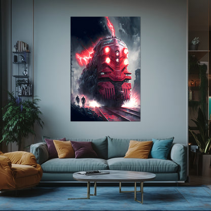 Wasteland Train Poster – Crimson Maelstrom | Awe-Inspiring Wall Art for Sci-Fi & Fantasy Train Enthusiasts | Unique and Exclusive Artwork