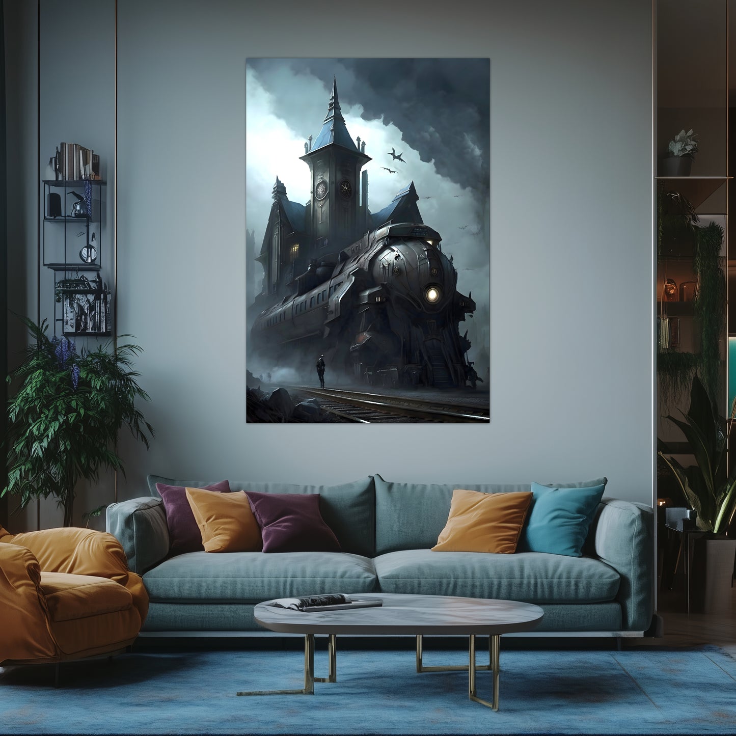Fantasy Train Poster – Darkmist Phantom | Awe-Inspiring Wall Art for Sci-Fi & Fantasy Train Enthusiasts | Unique and Exclusive Artwork