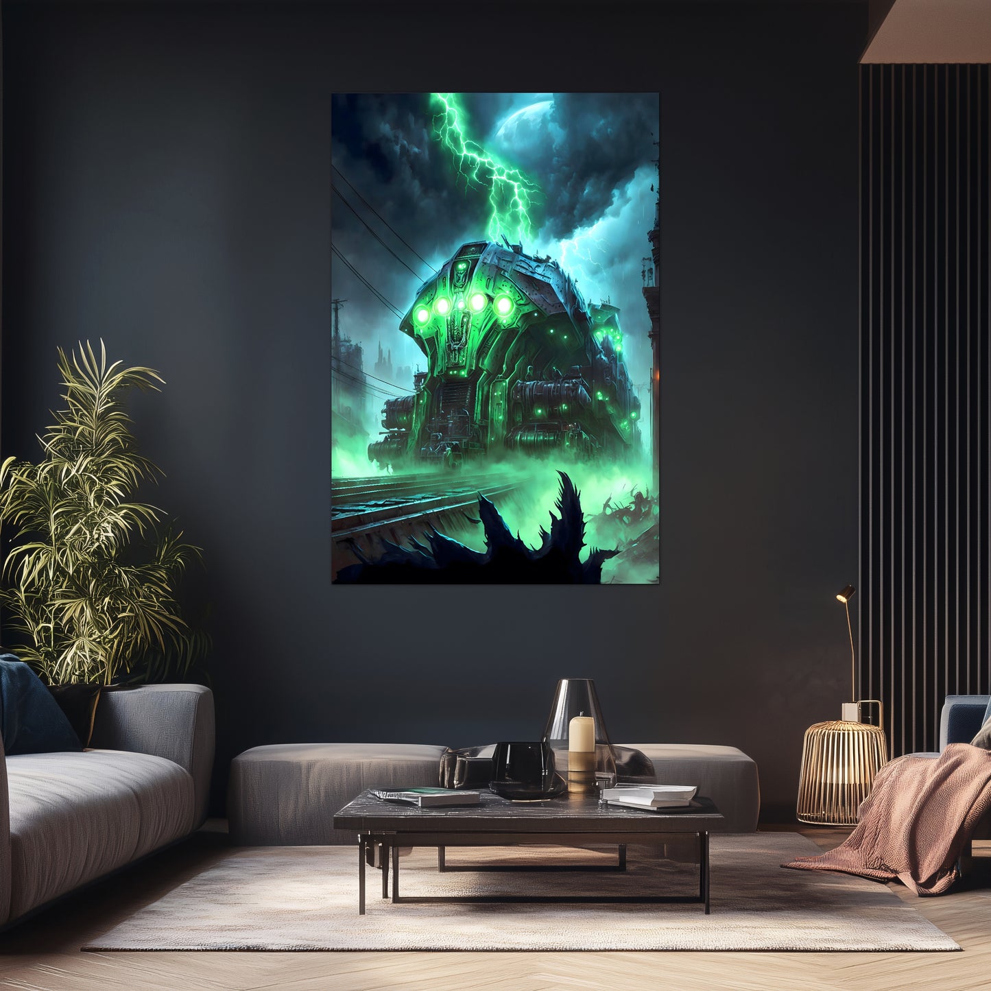 Zombie Train Poster – The Warp Architect | Awe-Inspiring Wall Art for Sci-Fi & Fantasy Train Enthusiasts | Unique and Exclusive Artwork
