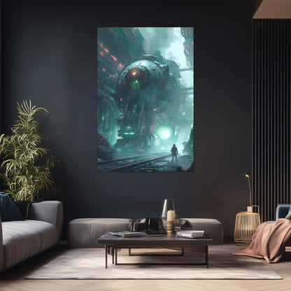 Cyberpunk Train Poster – Epitome One | Awe-Inspiring Wall Art for Sci-Fi & Fantasy Train Enthusiasts | Unique and Exclusive Artwork