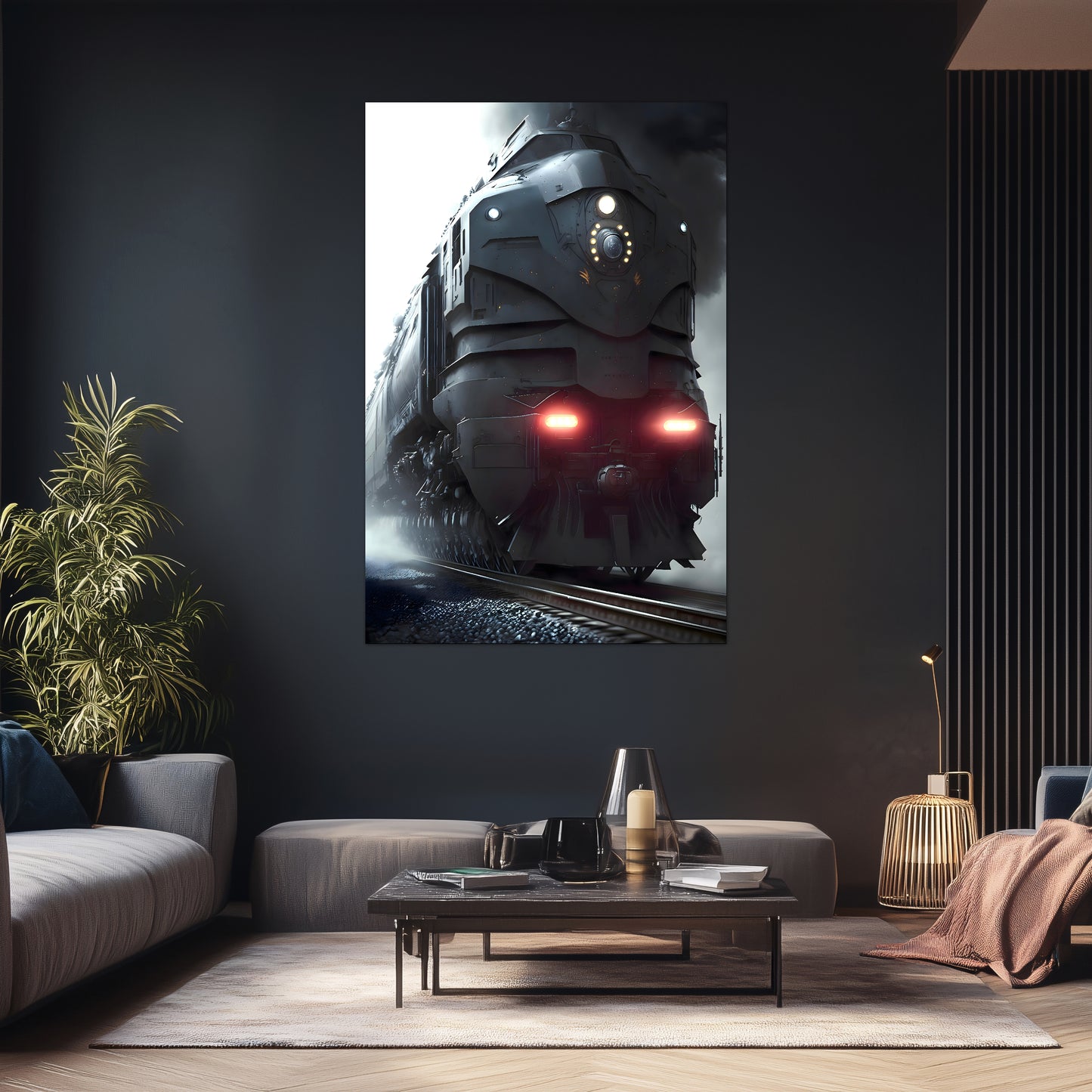 Dystopia Train Poster – Grimbringer Thunderclad | Awe-Inspiring Wall Art for Sci-Fi & Fantasy Train Enthusiasts | Unique and Exclusive Artwork