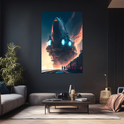 Cyberpunk Train Poster – Hyperion Elysian Metrocore | Awe-Inspiring Wall Art for Sci-Fi & Fantasy Train Enthusiasts | Unique and Exclusive Artwork