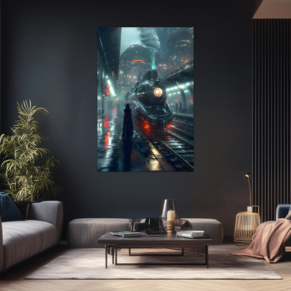 Dystopia Train Poster – Solarwind Express | Awe-Inspiring Wall Art for Sci-Fi & Fantasy Train Enthusiasts | Unique and Exclusive Artwork