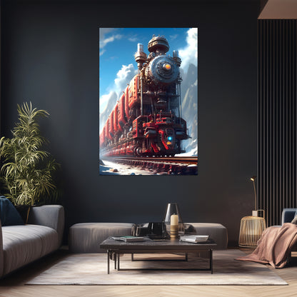 Post-Apocalyptic Train Poster – Colonial Colossus | Awe-Inspiring Wall Art for Sci-Fi & Fantasy Train Enthusiasts | Unique and Exclusive Artwork