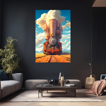 Steampunk Train Poster – Buffalo | Awe-Inspiring Wall Art for Sci-Fi & Fantasy Train Enthusiasts | Unique and Exclusive Artwork