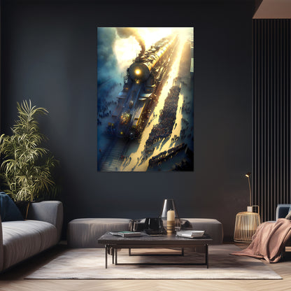 Steampunk Train Poster – Behemoth Boy | Awe-Inspiring Wall Art for Sci-Fi & Fantasy Train Enthusiasts | Unique and Exclusive Artwork