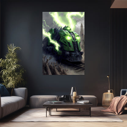 Zombie Train Poster – Shadowbane Revenant | Awe-Inspiring Wall Art for Sci-Fi & Fantasy Train Enthusiasts | Unique and Exclusive Artwork