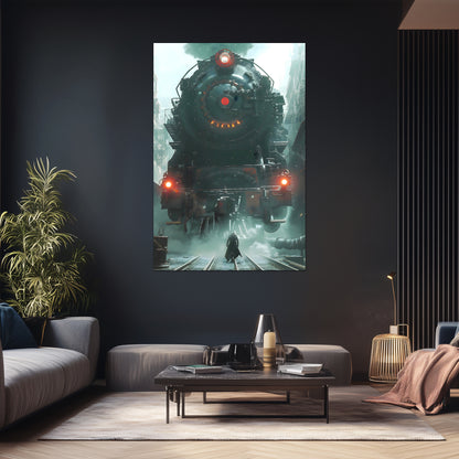 Dystopia Train Poster – Iron Predator | Awe-Inspiring Wall Art for Sci-Fi & Fantasy Train Enthusiasts | Unique and Exclusive Artwork
