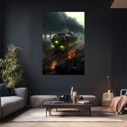 Zombie Train Poster – Dreadcrave Collector | Awe-Inspiring Wall Art for Sci-Fi & Fantasy Train Enthusiasts | Unique and Exclusive Artwork