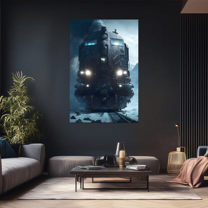 Diesel Train Poster – Frostbreaker Jugger | Awe-Inspiring Wall Art for Sci-Fi & Fantasy Train Enthusiasts | Unique and Exclusive Artwork