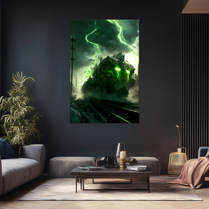 Zombie Train Poster – Wraithstorm Oppressor | Awe-Inspiring Wall Art for Sci-Fi & Fantasy Train Enthusiasts | Unique and Exclusive Artwork