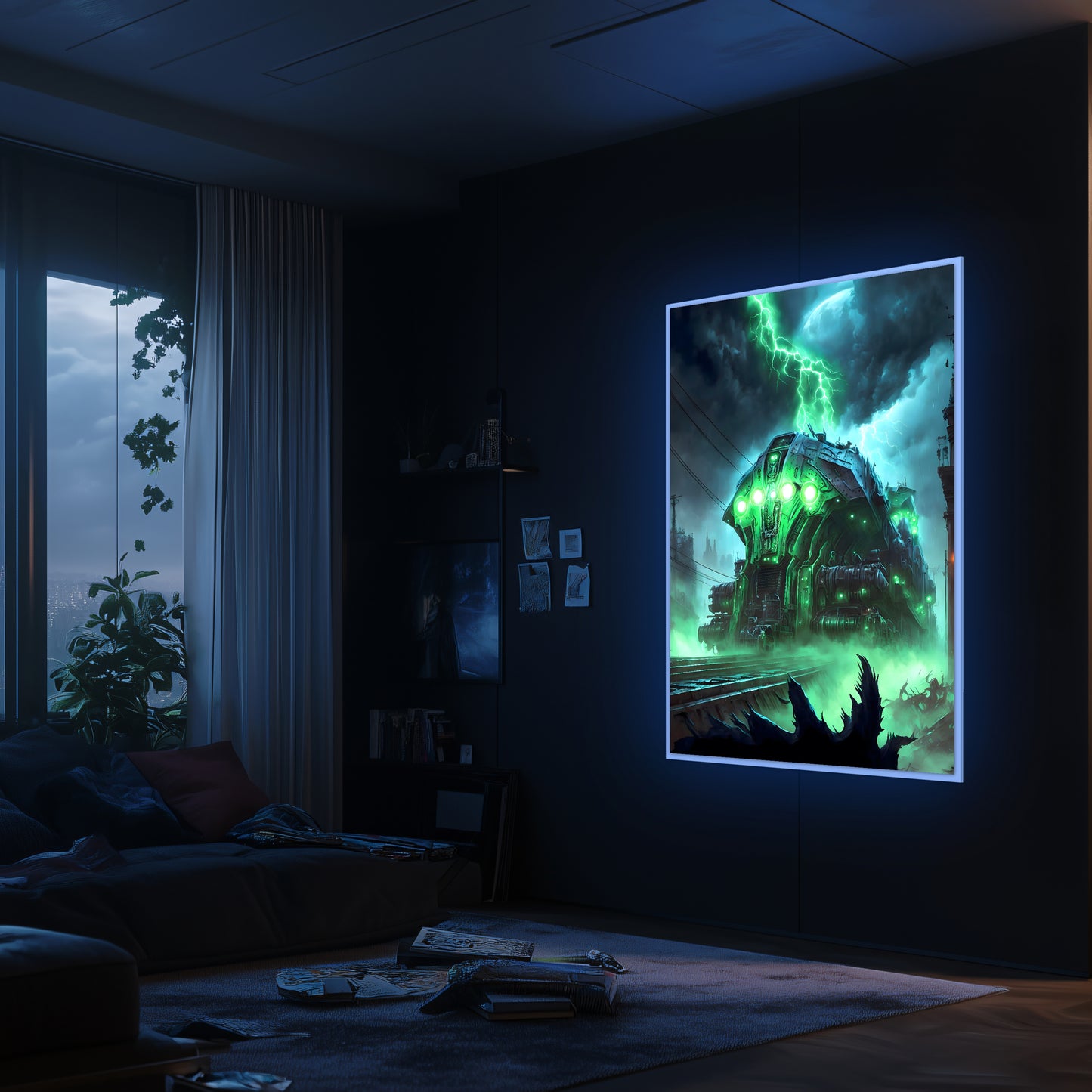 Zombie Train Poster – The Warp Architect | Awe-Inspiring Wall Art for Sci-Fi & Fantasy Train Enthusiasts | Unique and Exclusive Artwork