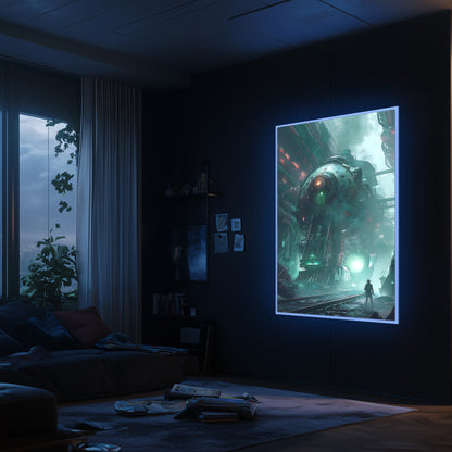 Cyberpunk Train Poster – Epitome One | Awe-Inspiring Wall Art for Sci-Fi & Fantasy Train Enthusiasts | Unique and Exclusive Artwork