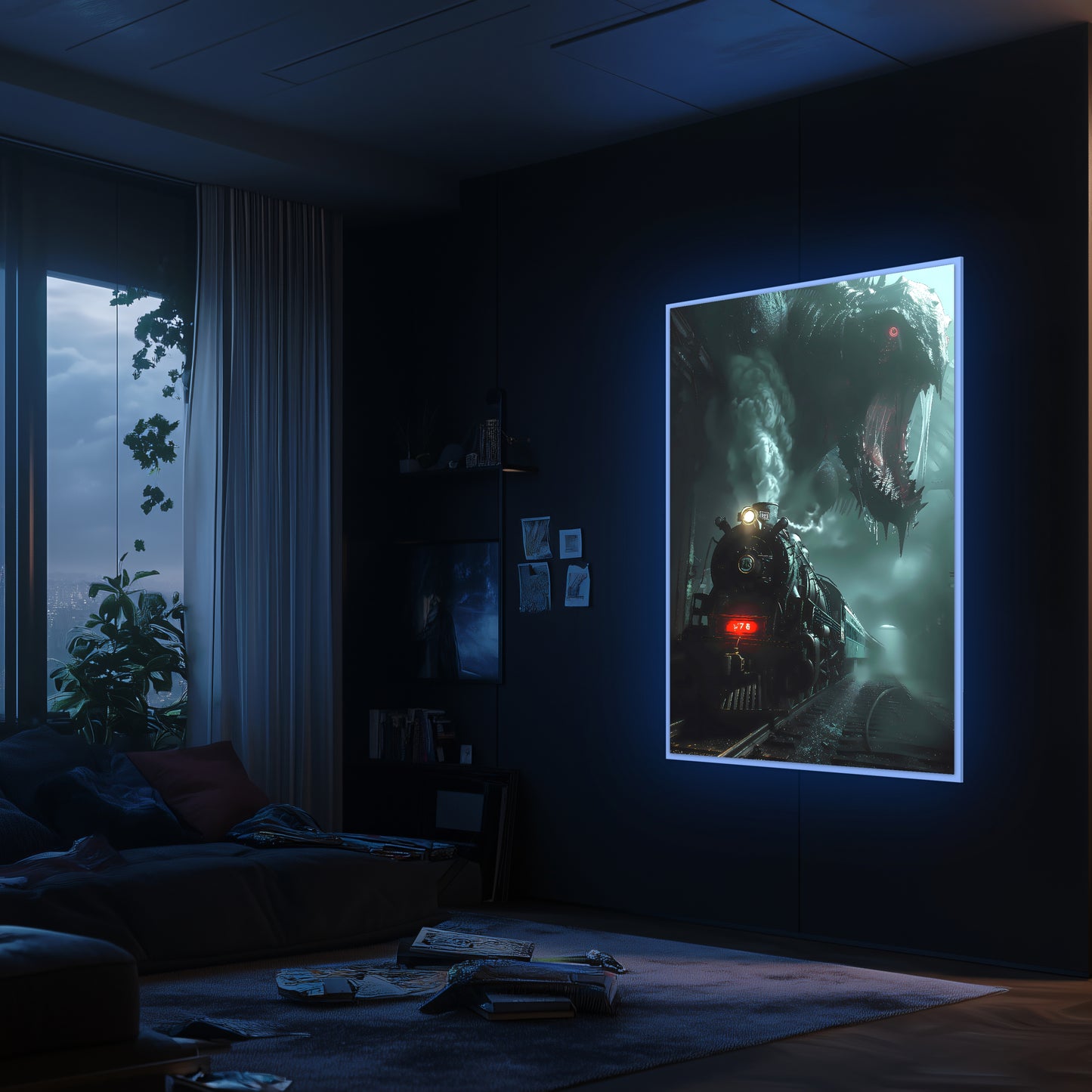 Fantasy Train Poster – Dragonbane Express | Awe-Inspiring Wall Art for Sci-Fi & Fantasy Train Enthusiasts | Unique and Exclusive Artwork