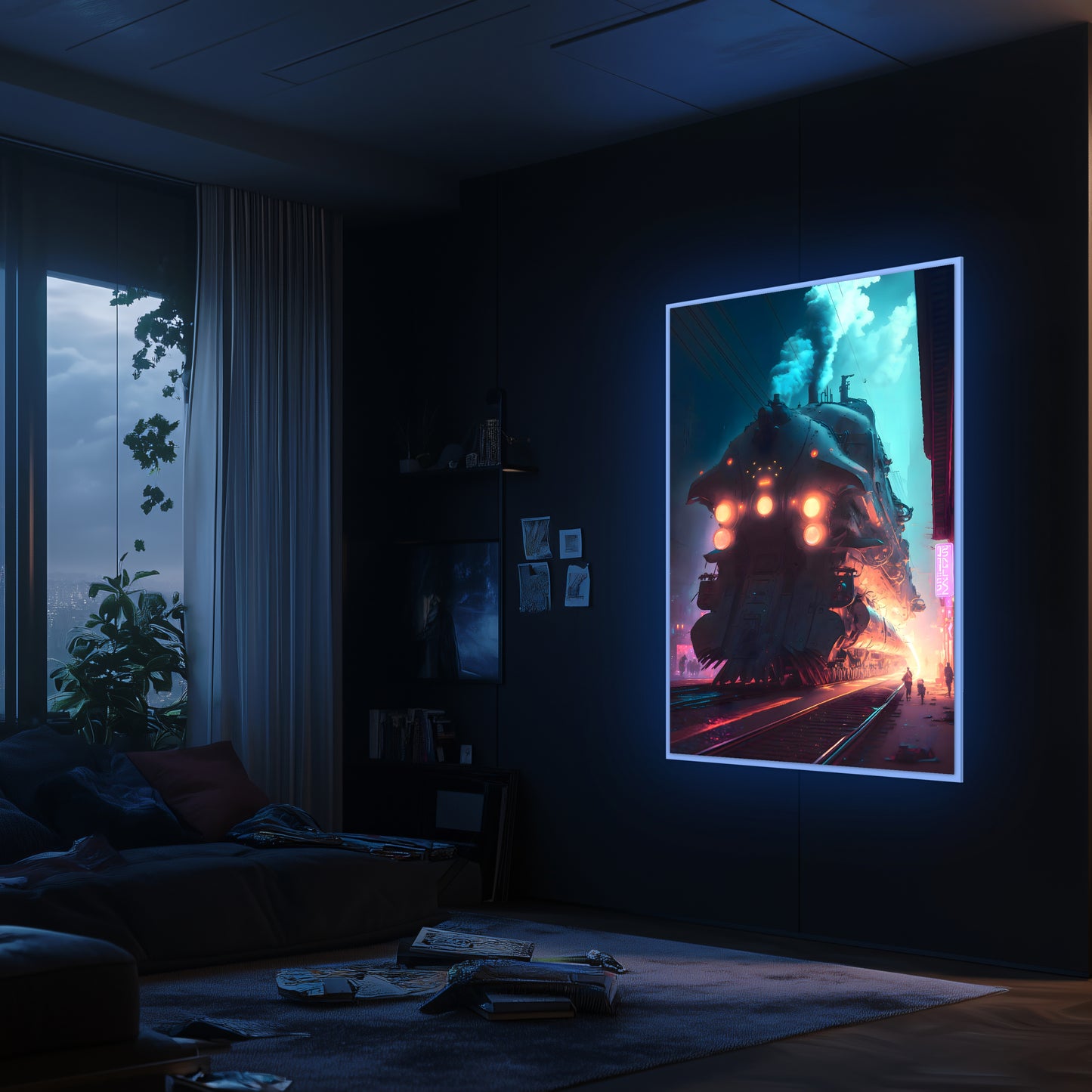 Cyberpunk Train Poster – Chromeshell Nightcrawler | Awe-Inspiring Wall Art for Sci-Fi & Fantasy Train Enthusiasts | Unique and Exclusive Artwork