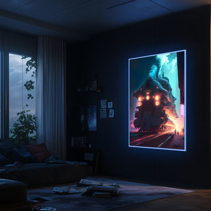Cyberpunk Train Poster – Chromeshell Nightcrawler | Awe-Inspiring Wall Art for Sci-Fi & Fantasy Train Enthusiasts | Unique and Exclusive Artwork