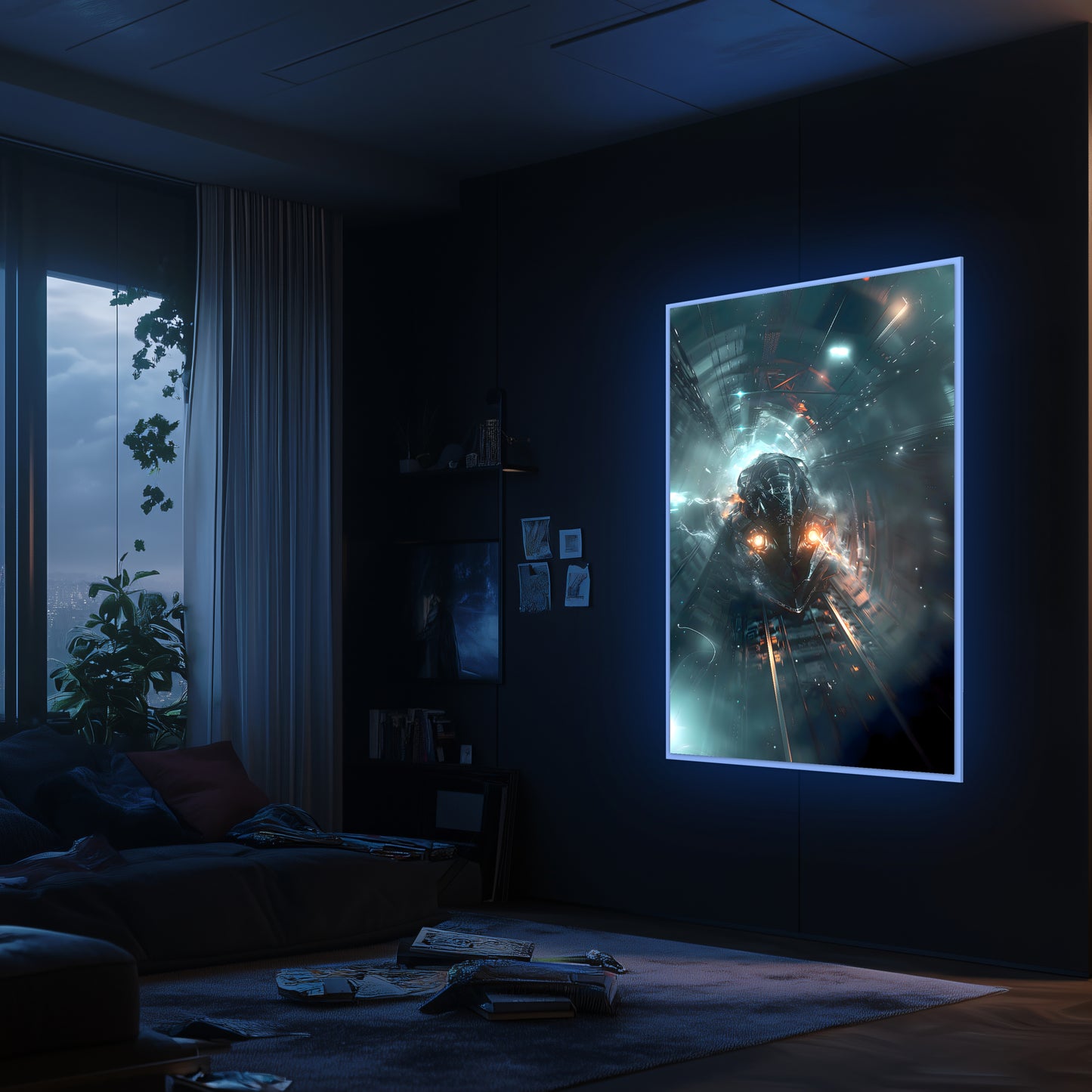 Cyberpunk Train Poster – Nightblade Crusader | Awe-Inspiring Wall Art for Sci-Fi & Fantasy Train Enthusiasts | Unique and Exclusive Artwork