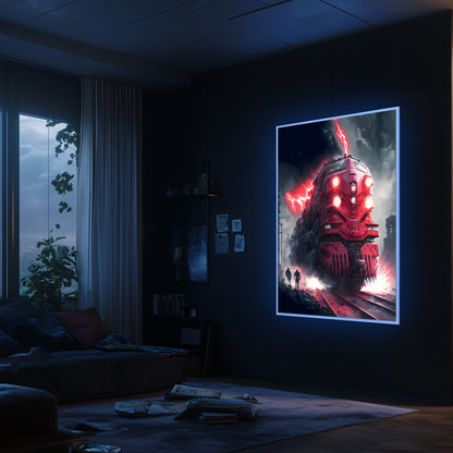 Wasteland Train Poster – Crimson Maelstrom | Awe-Inspiring Wall Art for Sci-Fi & Fantasy Train Enthusiasts | Unique and Exclusive Artwork
