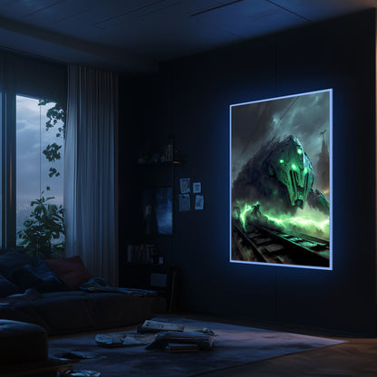 Zombie Train Poster – Darkclad Adjudicator | Awe-Inspiring Wall Art for Sci-Fi & Fantasy Train Enthusiasts | Unique and Exclusive Artwork