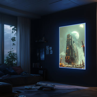 Dystopia Train Poster – The Moonbringer | Awe-Inspiring Wall Art for Sci-Fi & Fantasy Train Enthusiasts | Unique and Exclusive Artwork