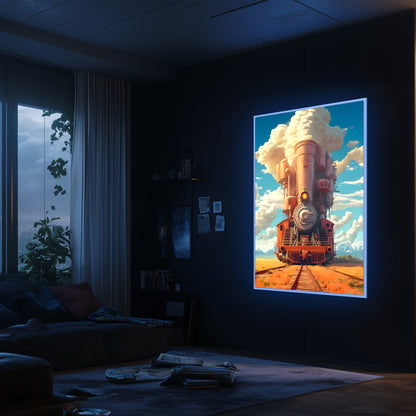 Steampunk Train Poster – Buffalo | Awe-Inspiring Wall Art for Sci-Fi & Fantasy Train Enthusiasts | Unique and Exclusive Artwork