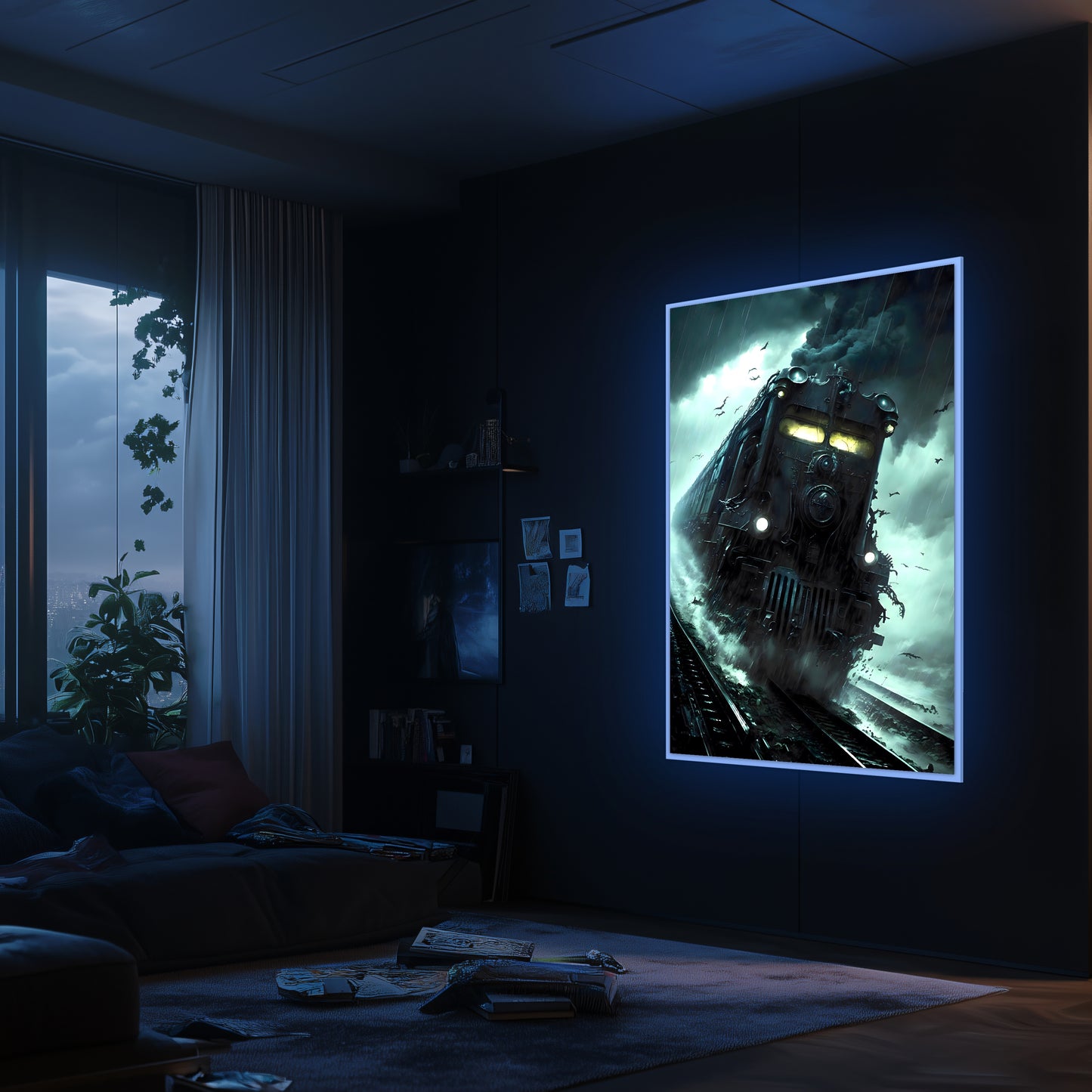 Zombie Train Poster – The Grim Hauler | Awe-Inspiring Wall Art for Sci-Fi & Fantasy Train Enthusiasts | Unique and Exclusive Artwork