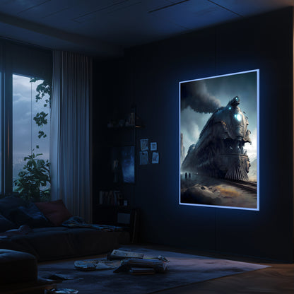 Dystopia Train Poster – Titanforge Paladin | Awe-Inspiring Wall Art for Sci-Fi & Fantasy Train Enthusiasts | Unique and Exclusive Artwork