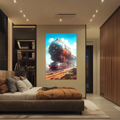 Post-Apocalyptic Train Poster – Arcanum Carrier | Awe-Inspiring Wall Art for Sci-Fi & Fantasy Train Enthusiasts | Unique and Exclusive Artwork
