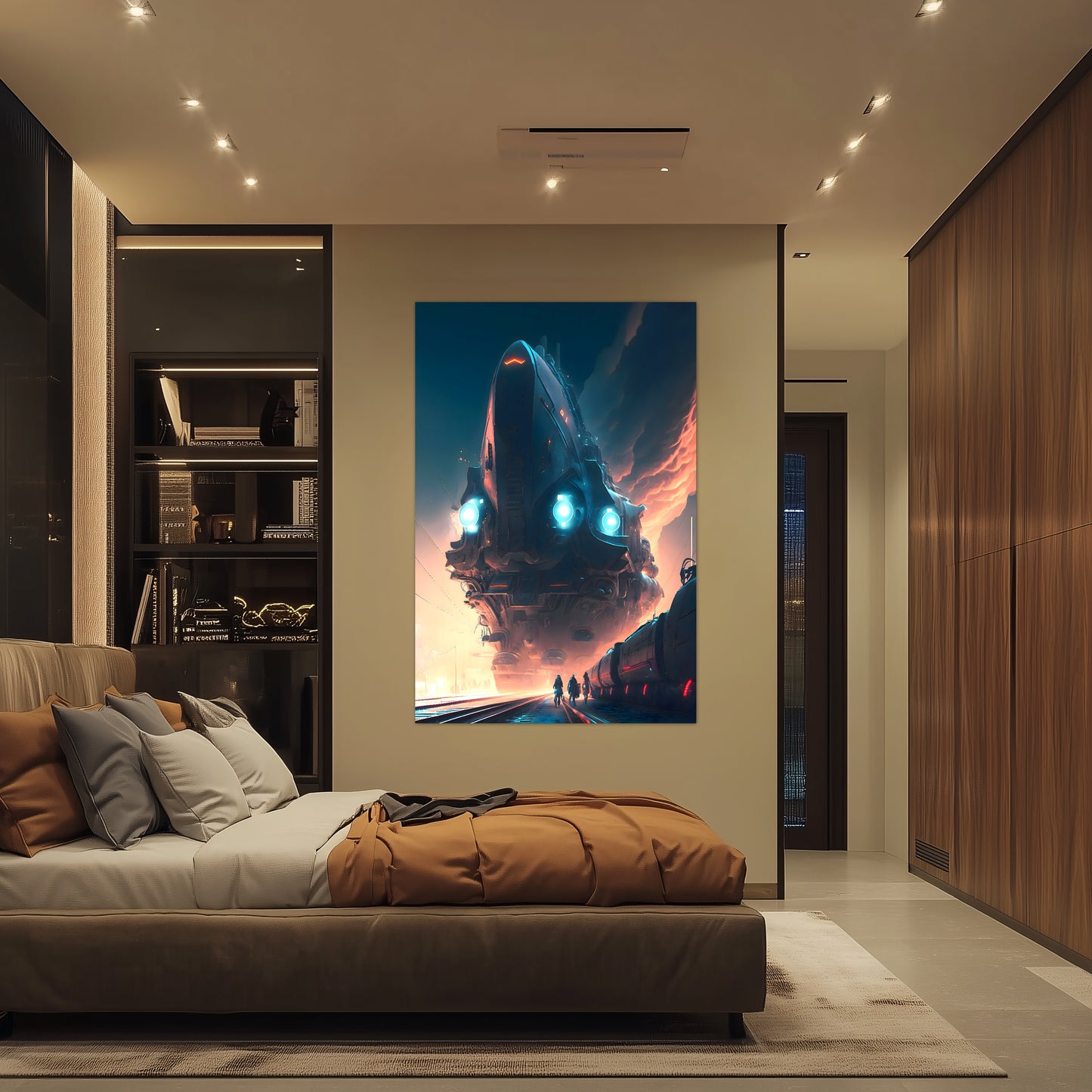 Cyberpunk Train Poster – Hyperion Elysian Metrocore | Awe-Inspiring Wall Art for Sci-Fi & Fantasy Train Enthusiasts | Unique and Exclusive Artwork
