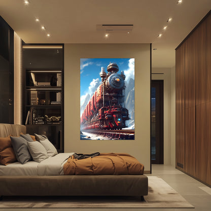 Post-Apocalyptic Train Poster – Colonial Colossus | Awe-Inspiring Wall Art for Sci-Fi & Fantasy Train Enthusiasts | Unique and Exclusive Artwork
