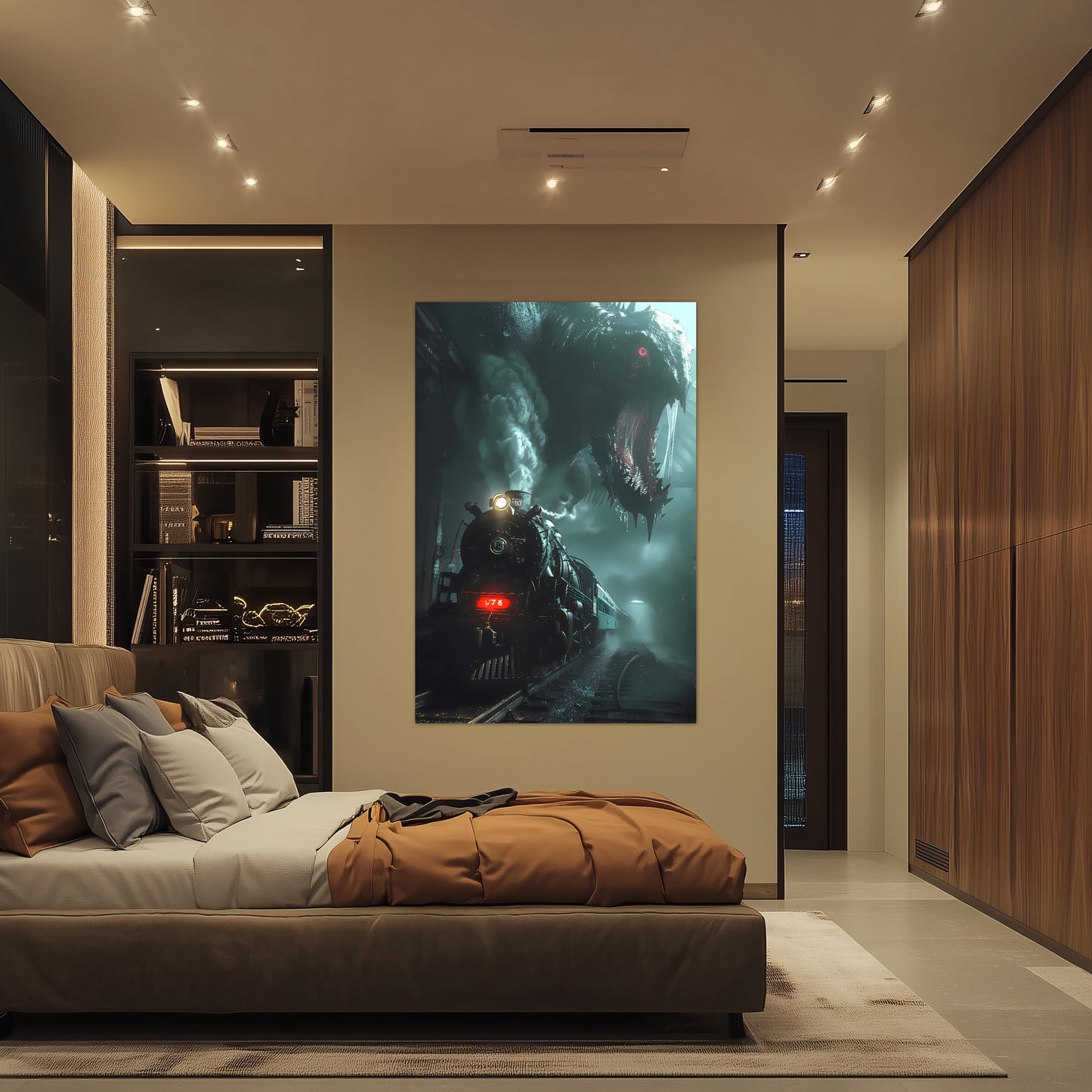 Fantasy Train Poster – Dragonbane Express | Awe-Inspiring Wall Art for Sci-Fi & Fantasy Train Enthusiasts | Unique and Exclusive Artwork