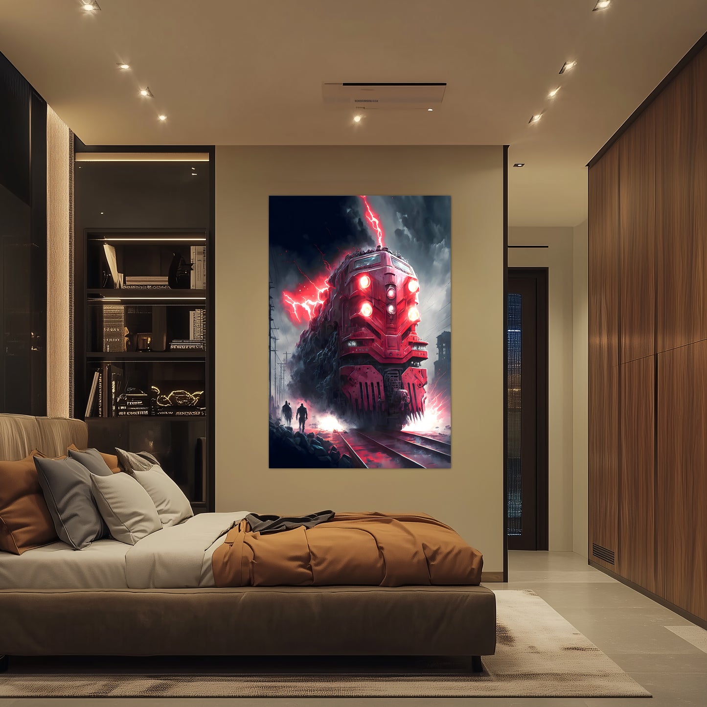 Wasteland Train Poster – Crimson Maelstrom | Awe-Inspiring Wall Art for Sci-Fi & Fantasy Train Enthusiasts | Unique and Exclusive Artwork