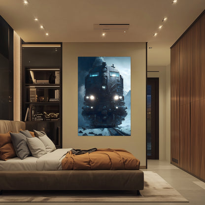 Diesel Train Poster – Frostbreaker Jugger | Awe-Inspiring Wall Art for Sci-Fi & Fantasy Train Enthusiasts | Unique and Exclusive Artwork