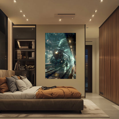 Dystopia Train Poster – Stellar Odyssey | Awe-Inspiring Wall Art for Sci-Fi & Fantasy Train Enthusiasts | Unique and Exclusive Artwork