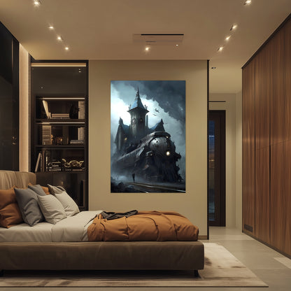 Fantasy Train Poster – Darkmist Phantom | Awe-Inspiring Wall Art for Sci-Fi & Fantasy Train Enthusiasts | Unique and Exclusive Artwork