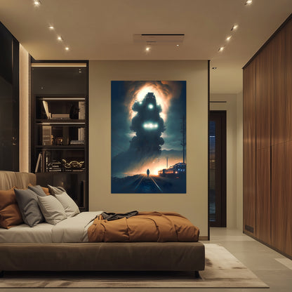 Post-Apocalyptic Train Poster – The Unyielding Monolith | Awe-Inspiring Wall Art for Sci-Fi & Fantasy Train Enthusiasts | Unique and Exclusive Artwork
