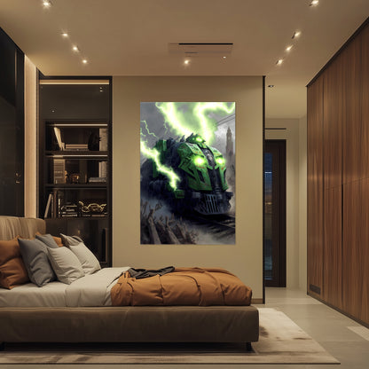 Zombie Train Poster – Shadowbane Revenant | Awe-Inspiring Wall Art for Sci-Fi & Fantasy Train Enthusiasts | Unique and Exclusive Artwork