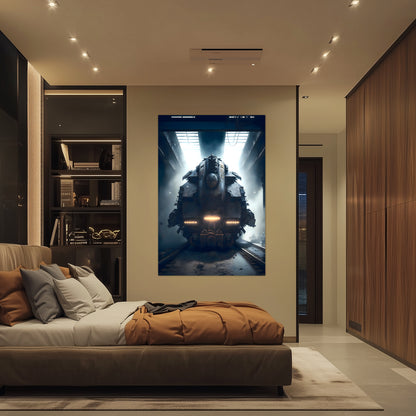 Diesel Train Poster – Aeternum Custos | Awe-Inspiring Wall Art for Sci-Fi & Fantasy Train Enthusiasts | Unique and Exclusive Artwork