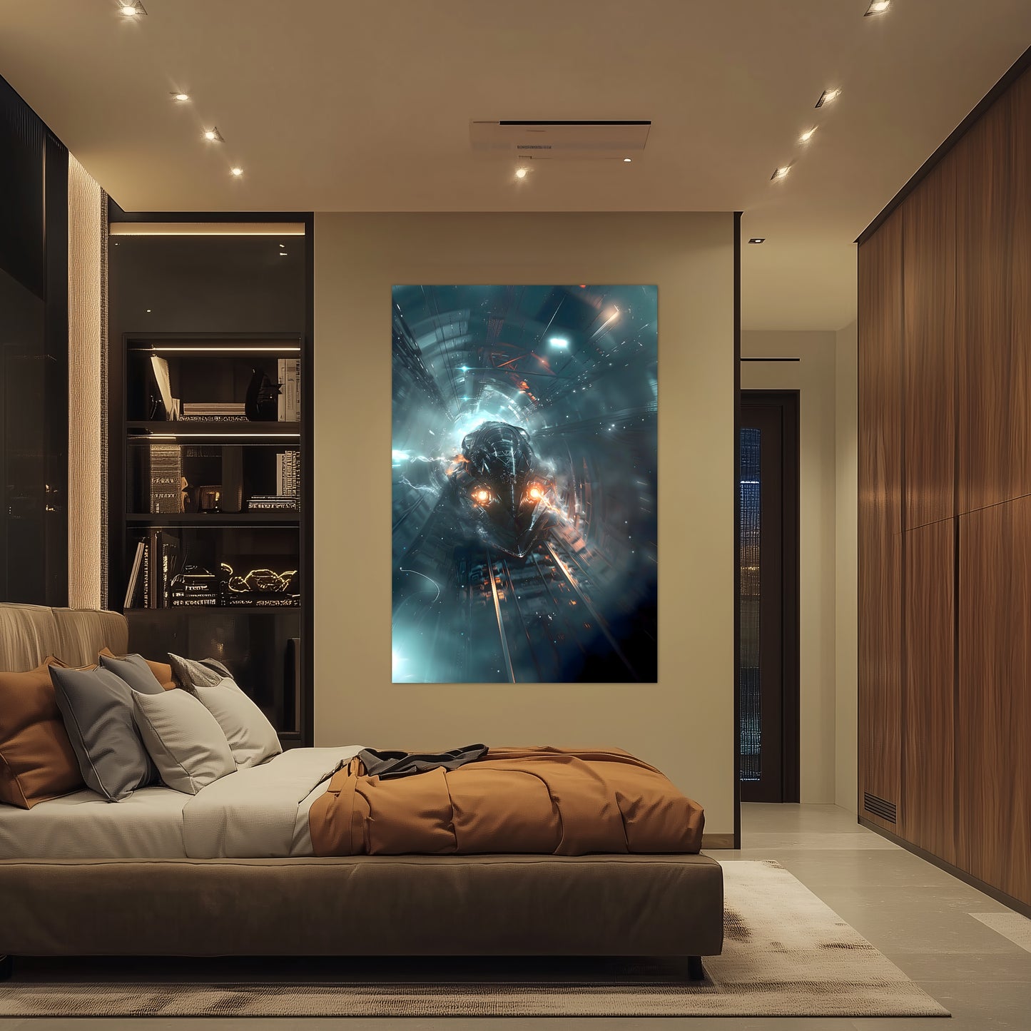 Cyberpunk Train Poster – Nightblade Crusader | Awe-Inspiring Wall Art for Sci-Fi & Fantasy Train Enthusiasts | Unique and Exclusive Artwork