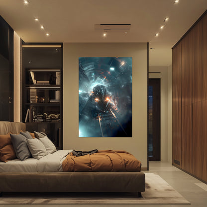 Cyberpunk Train Poster – Nightblade Crusader | Awe-Inspiring Wall Art for Sci-Fi & Fantasy Train Enthusiasts | Unique and Exclusive Artwork