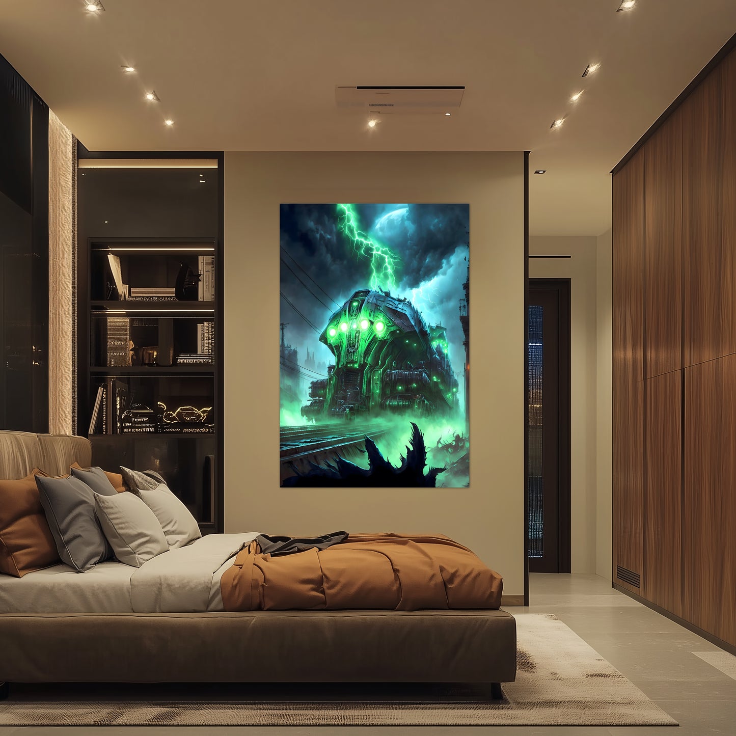 Zombie Train Poster – The Warp Architect | Awe-Inspiring Wall Art for Sci-Fi & Fantasy Train Enthusiasts | Unique and Exclusive Artwork