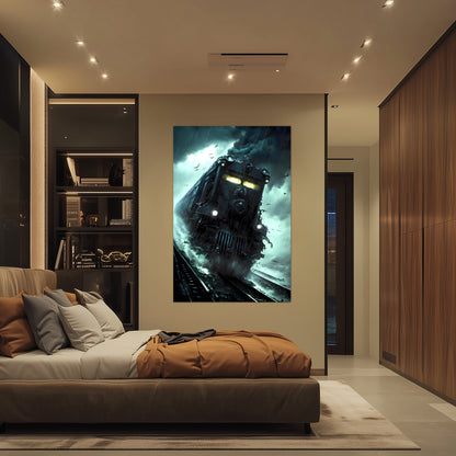 Zombie Train Poster – The Grim Hauler | Awe-Inspiring Wall Art for Sci-Fi & Fantasy Train Enthusiasts | Unique and Exclusive Artwork