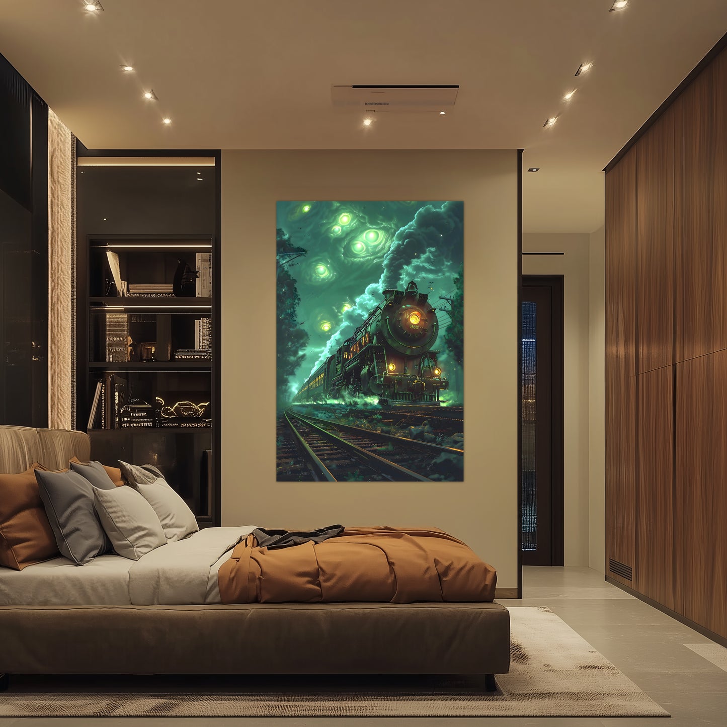 Fantasy Train Poster – The Emerald Phantom | Awe-Inspiring Wall Art for Sci-Fi & Fantasy Train Enthusiasts | Unique and Exclusive Artwork