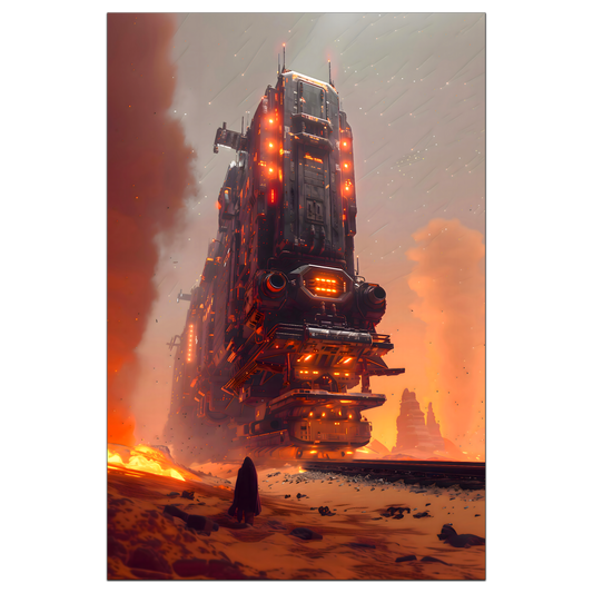 Wasteland Train Poster – Last Nomad | Awe-Inspiring Wall Art for Sci-Fi & Fantasy Train Enthusiasts | Unique and Exclusive Artwork