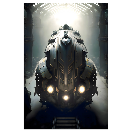 Diesel Train Poster – Chronos Magnus | Awe-Inspiring Wall Art for Sci-Fi & Fantasy Train Enthusiasts | Unique and Exclusive Artwork