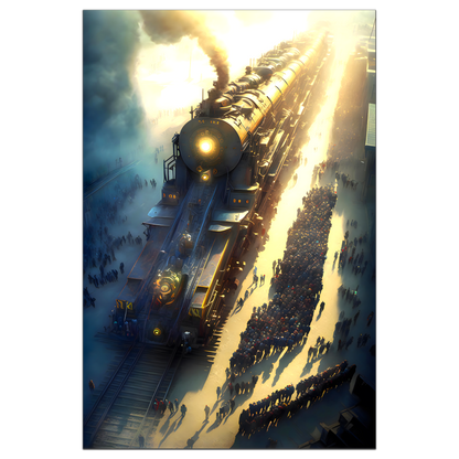Steampunk Train Poster – Behemoth Boy | Awe-Inspiring Wall Art for Sci-Fi & Fantasy Train Enthusiasts | Unique and Exclusive Artwork