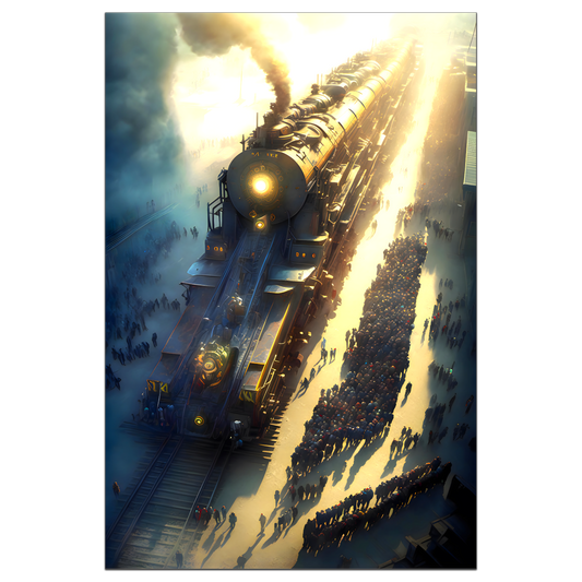 Steampunk Train Poster – Behemoth Boy | Awe-Inspiring Wall Art for Sci-Fi & Fantasy Train Enthusiasts | Unique and Exclusive Artwork