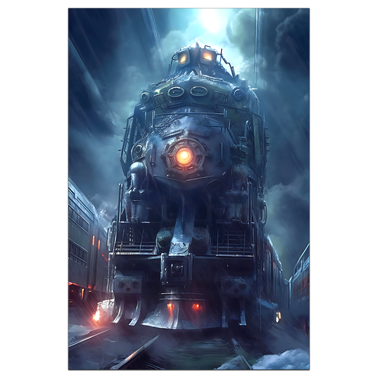 Post-Apocalyptic Train Poster – Winterborn Thunderheart | Awe-Inspiring Wall Art for Sci-Fi & Fantasy Train Enthusiasts | Unique and Exclusive Artwork