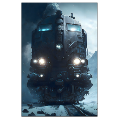 Diesel Train Poster – Frostbreaker Jugger | Awe-Inspiring Wall Art for Sci-Fi & Fantasy Train Enthusiasts | Unique and Exclusive Artwork