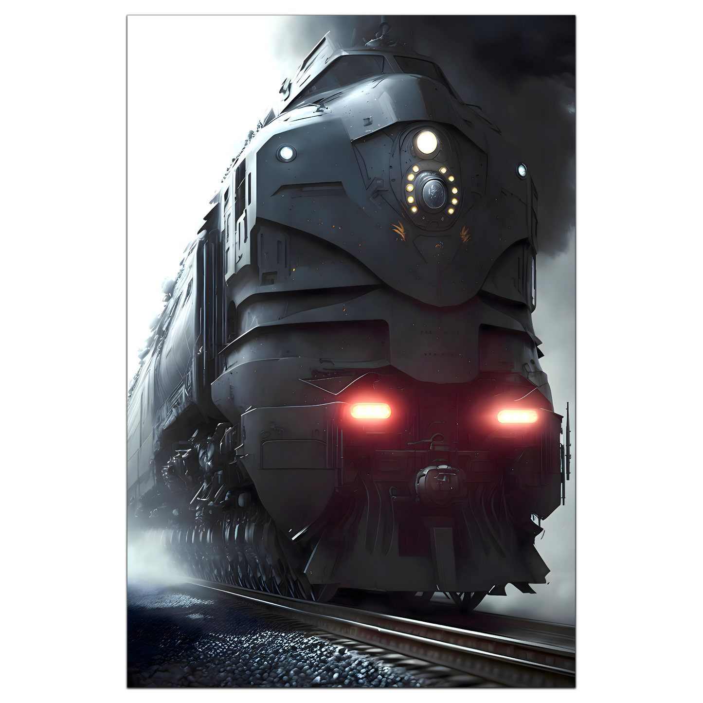 Dystopia Train Poster – Grimbringer Thunderclad | Awe-Inspiring Wall Art for Sci-Fi & Fantasy Train Enthusiasts | Unique and Exclusive Artwork